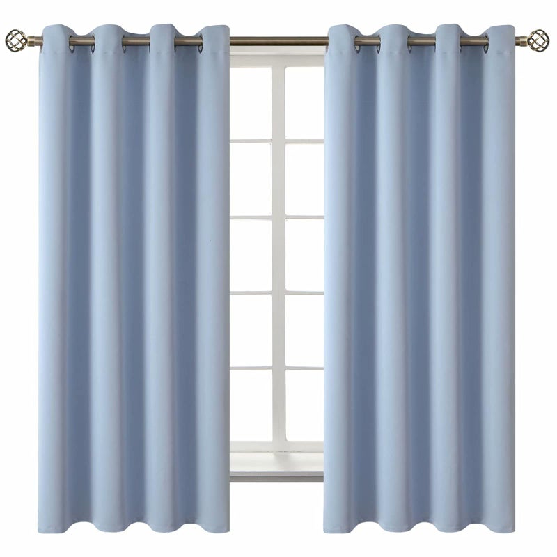 BGment Blackout Curtains for Living Room - Grommet Thermal Insulated Room Darkening Curtains for Bedroom, 2 Panels of 52 x 63 Inch, Spa Blue - Image 1